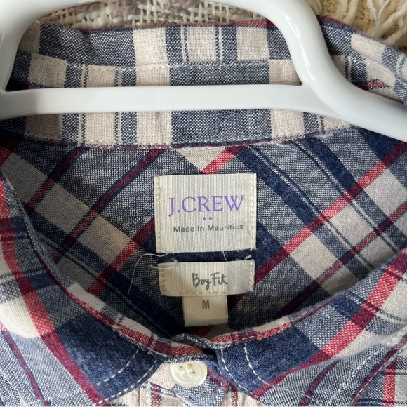 J Crew Boy Fit 1/2 Button Up Pullover Shirt Plaid Multicolor Size M - Picture 3 of 7